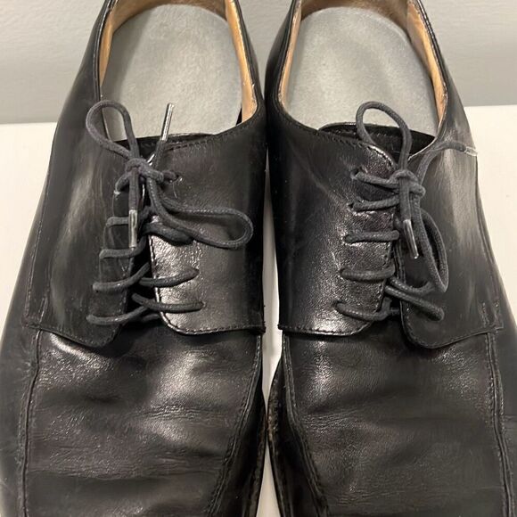 Pronto Uomo Men\'s Black Square Toe Lace Up Leather Oxford Shoes Size 10